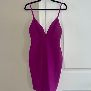 Purple Deep Plunge Spaghetti Midi Dress, US 8